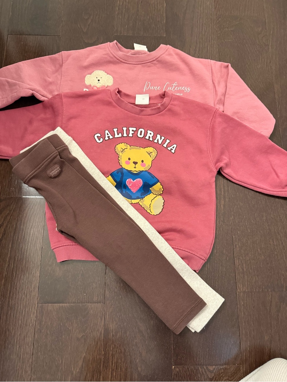 Zara Pink & Brown Kids Leggings Set